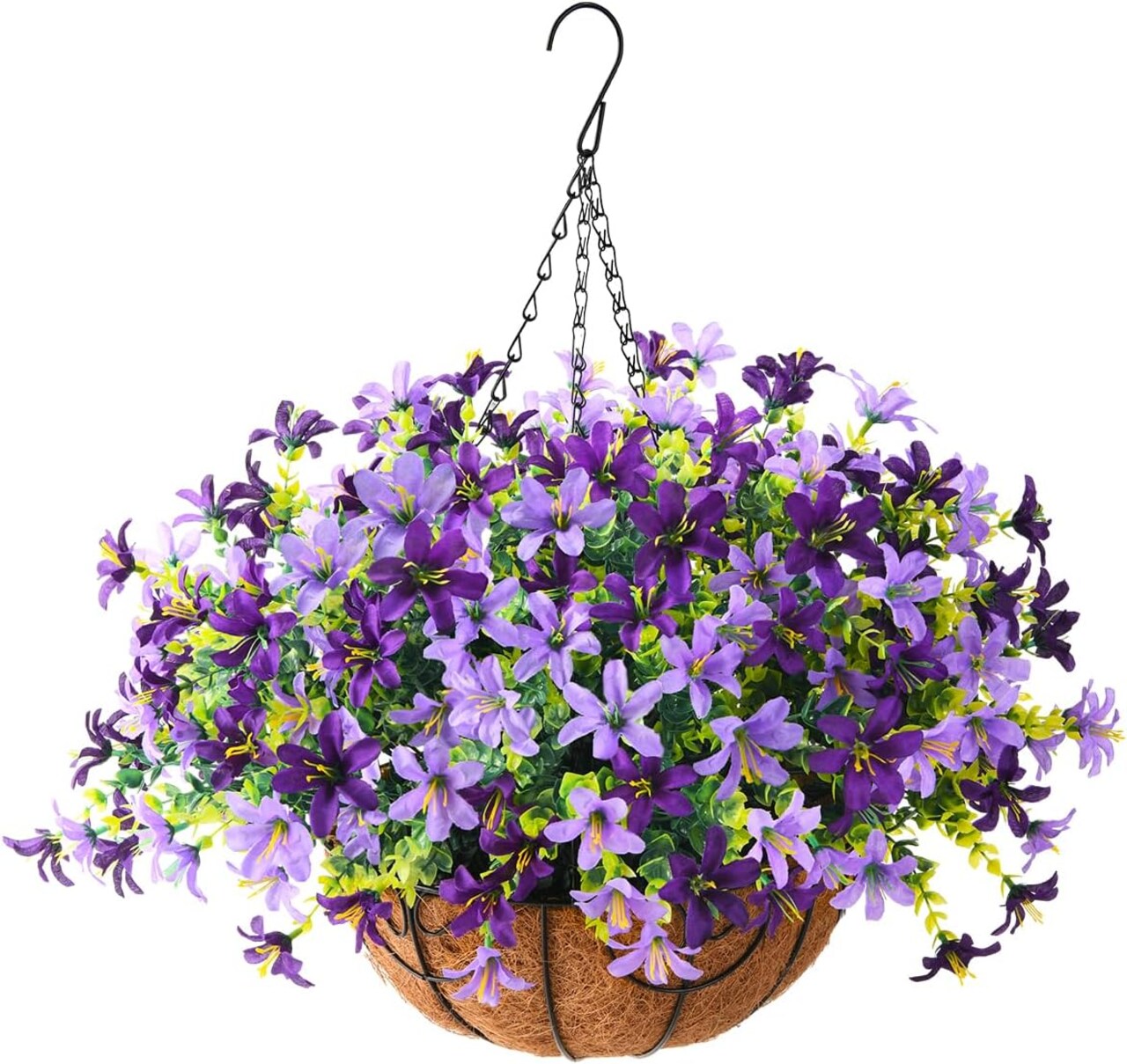 Artificial Hanging Flowers for Outdoors, 5 Bundles UV Resistant Artificial Hanging Baskets,All Weather Fake Flowers for Patio, Porch, Yard, Window Box,Home for Spring Summer Decoration